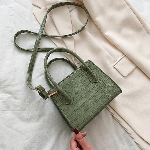 Small Faux Leather Croc Print Crossbody Bag - Mad Jade's
