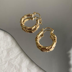 Gold Color Twisted Hoop Earrings - Mad Jade's