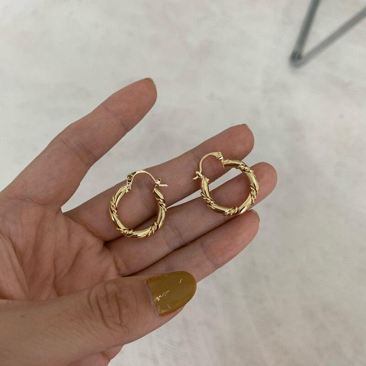 Gold Color Twisted Hoop Earrings - Mad Jade's