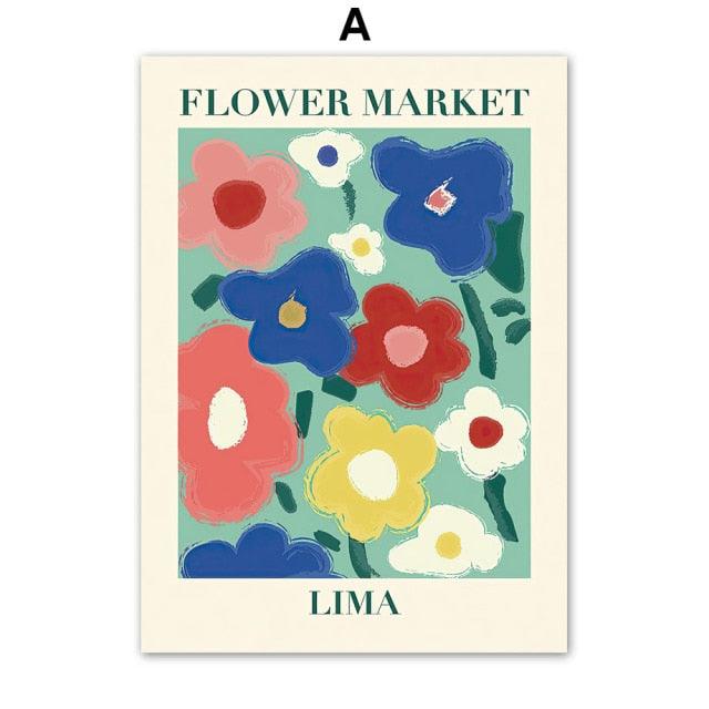 Abstract Flower Market Canvas Prints - Mad Jade's