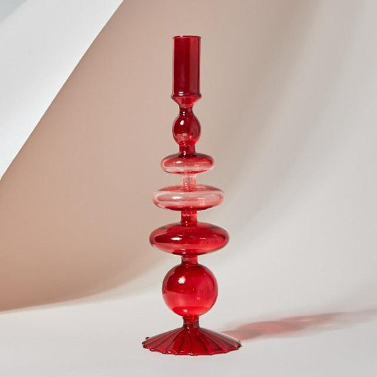 Tall Retro Glass Candlesticks - Mad Jade's