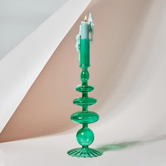 Tall Retro Glass Candlesticks - Mad Jade's