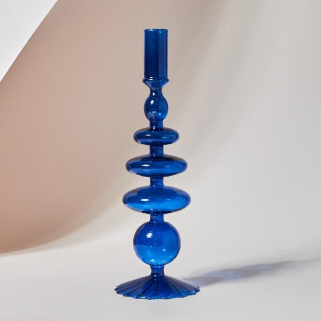 Tall Retro Glass Candlesticks - Mad Jade's