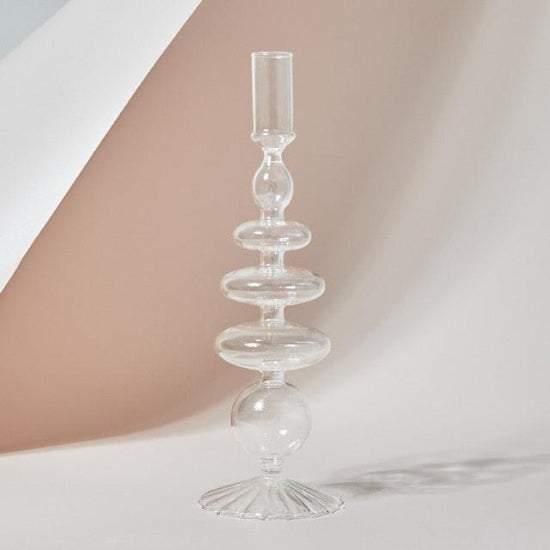 Tall Retro Glass Candlesticks - Mad Jade's