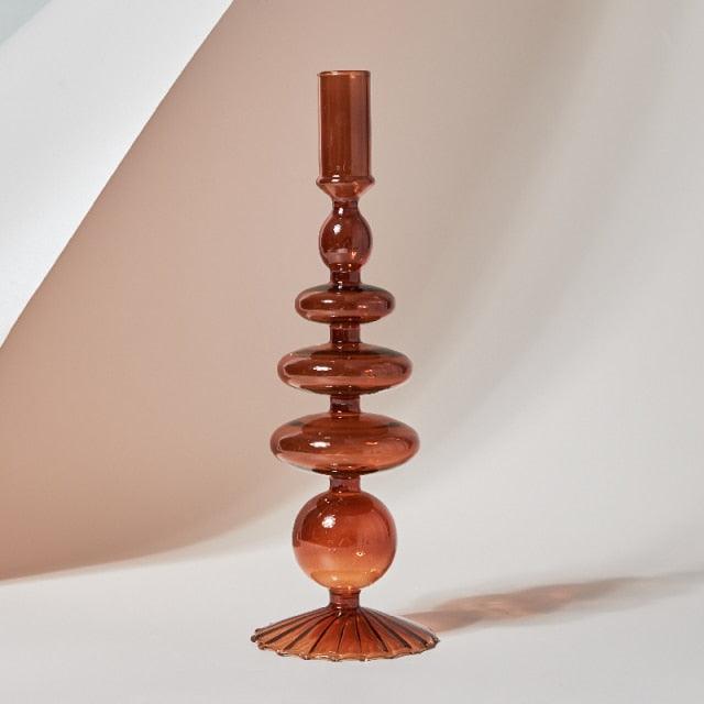 Tall Retro Glass Candlesticks - Mad Jade's