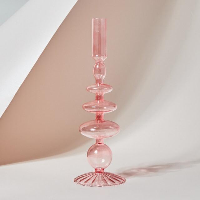 Tall Retro Glass Candlesticks - Mad Jade's