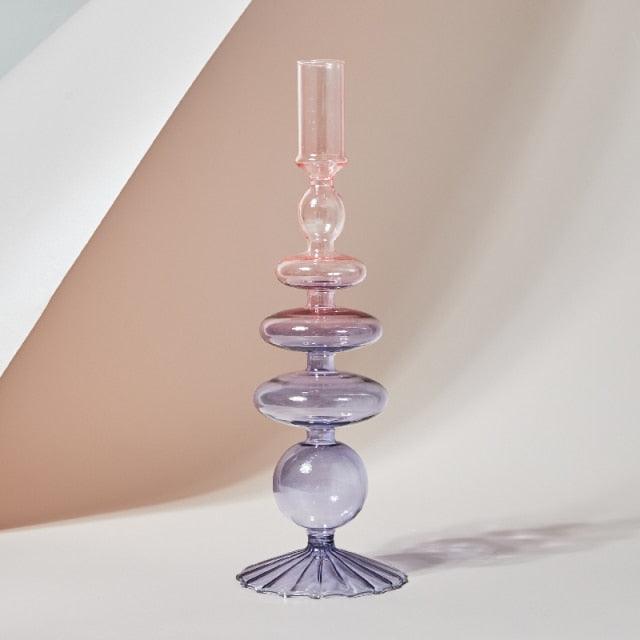 Tall Retro Glass Candlesticks - Mad Jade's