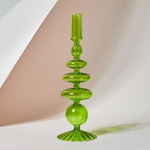 Tall Retro Glass Candlesticks - Mad Jade's