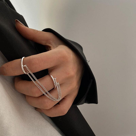 Double Sterling Silver Resizable Chain Ring - Mad Jade's