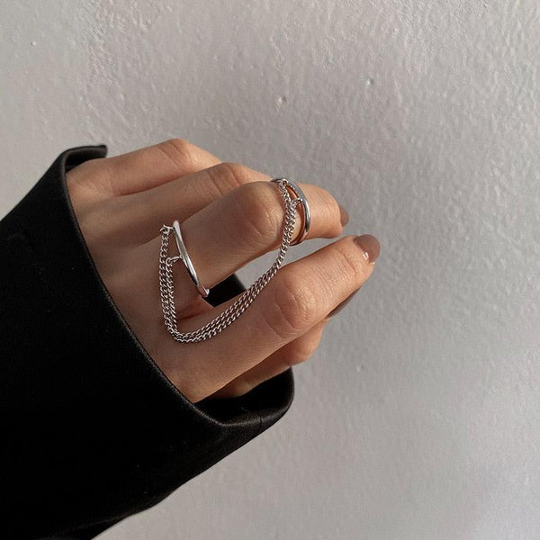 Double Sterling Silver Resizable Chain Ring - Mad Jade's