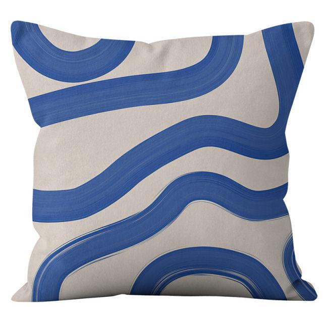 Abstract Cushion Cover With Blue Print - Mad Jade's