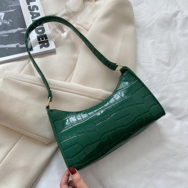 Small Croc Print Vintage Shoulder Bag - Mad Jade's