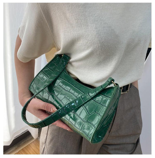 Small Croc Print Vintage Shoulder Bag - Mad Jade's