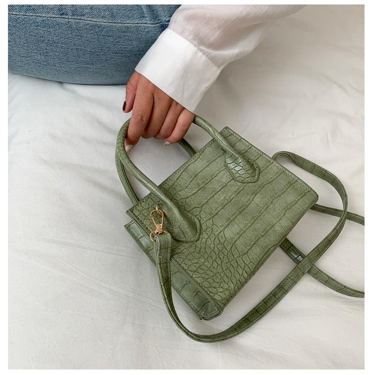 Small Faux Leather Croc Print Crossbody Bag - Mad Jade's
