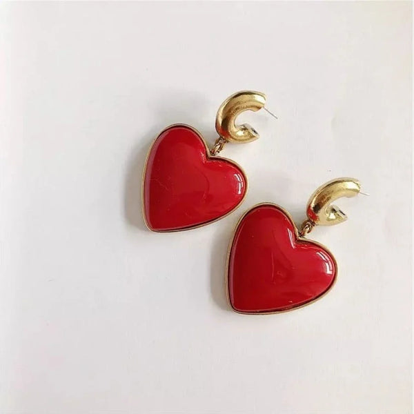 Big Vintage Heart Earrings - Mad Jade's